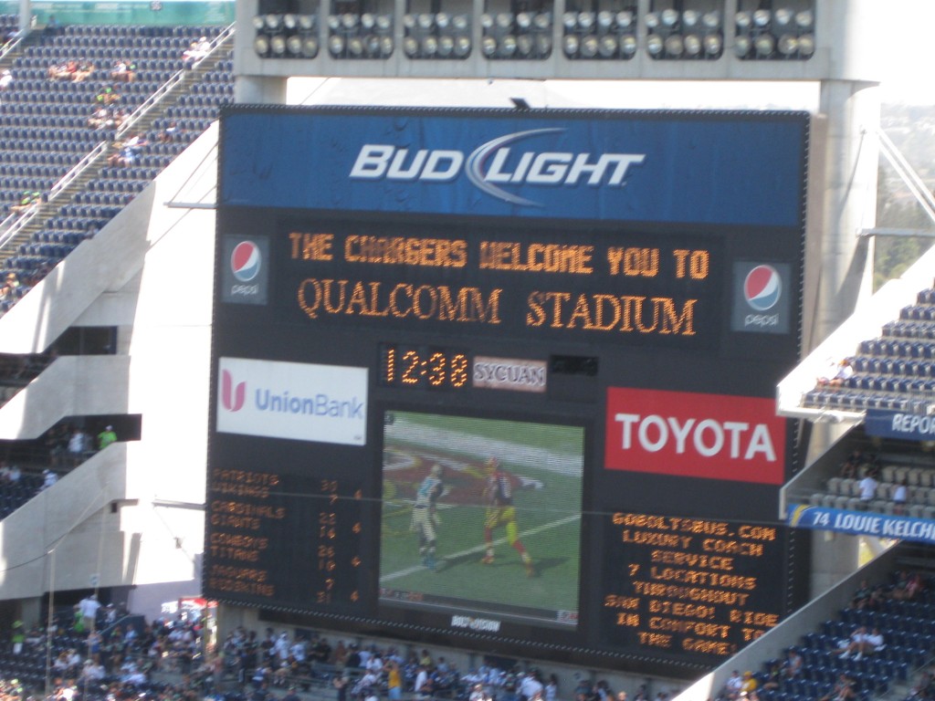 Qualcomm Stadium scoreboard