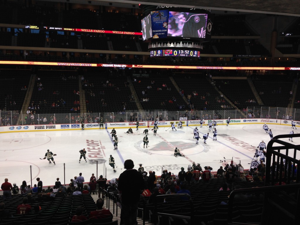 Overlooking the rink at Xcel Energy Center, home of the Minnesota Wild