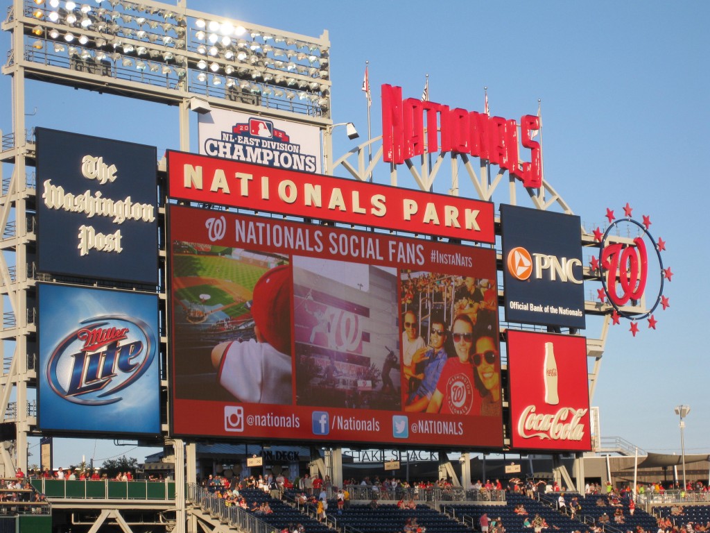 Videoboard at Nationals Park, home of the Washington Nationals