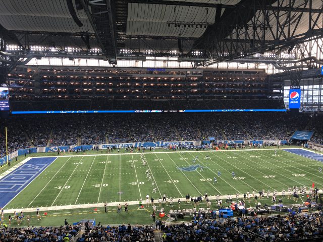 View of the field at Ford Field, home of the Detroit Lions
