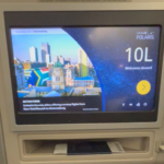 TV screen in United Airlines' Polaris business class cabin