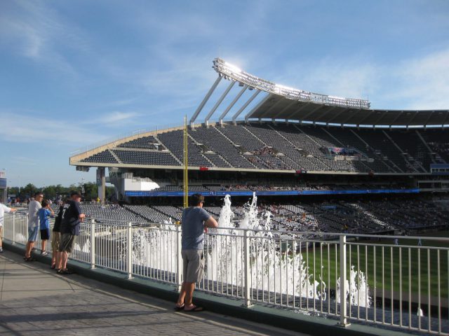 Outfield fountains at Kauffman Stadium, home of the Kansas City Royals