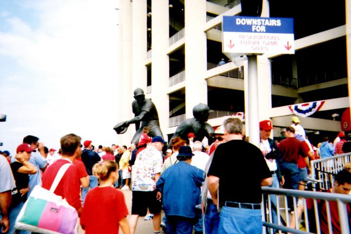 Philadelphia Phillies fans enter Veterans Stadium on September 28, 2003