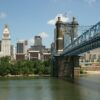 Cincinnati skyline and Roebling Bridge