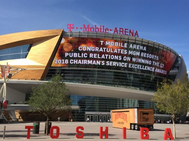 Exterior of T-Mobile Arena, home of the Vegas Golden Knights. Read our guide for info on events, tickets, parking, hotels, seating and food.