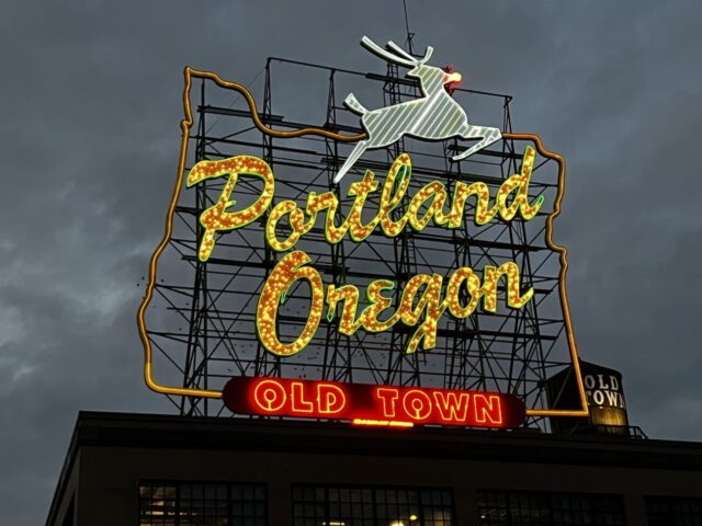 White Stag sign in downtown Portland