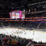 Pregame skate before a Vegas Golden Knights game at T-Mobile Arena