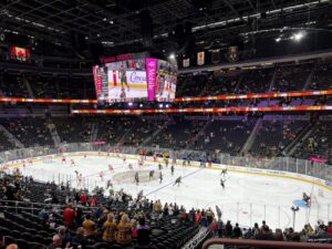 Pregame skate before a Vegas Golden Knights game at T-Mobile Arena