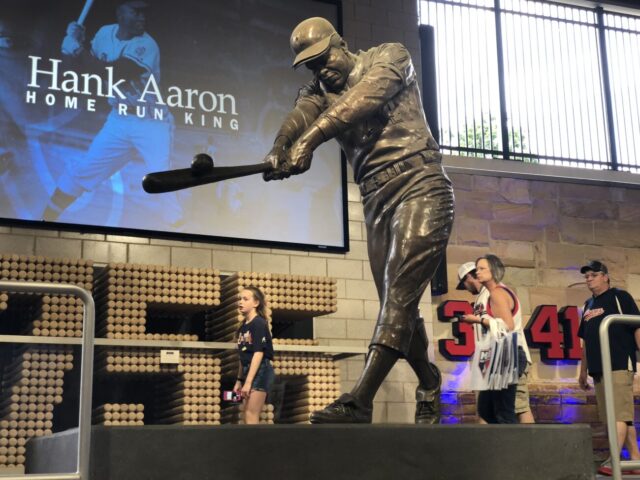 Hank Aaron statue at Truist Park, home of the Atlanta Braves