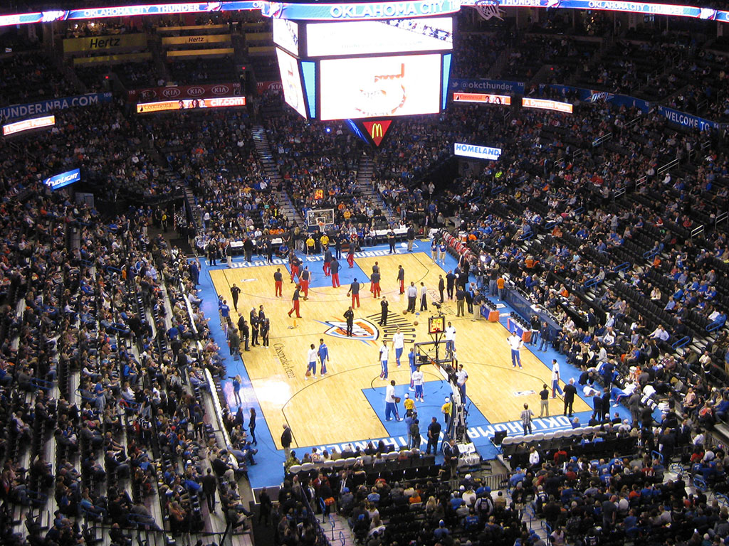 LOOK: Paycom Center installs new scoreboard for OKC Thunder games