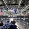 Looking out from the "Between the Pipes" section of the upper deck at Amalie Arena in Tampa, Florida