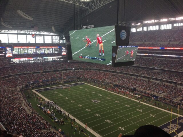 Game action at AT&T Stadium, home of the Dallas Cowboys