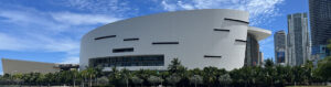 A faraway view of Kaseya Center, home of the Miami Heat