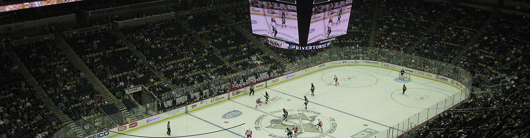 View of the rink at PPG Paints Arena, home of the Pittsburgh Penguins