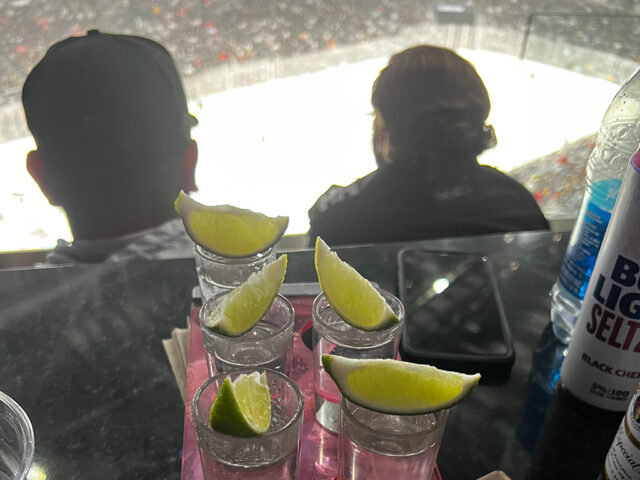 Drinks in premium seating section