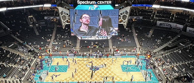 View of the court at Spectrum Center in Charlotte, North Carolina