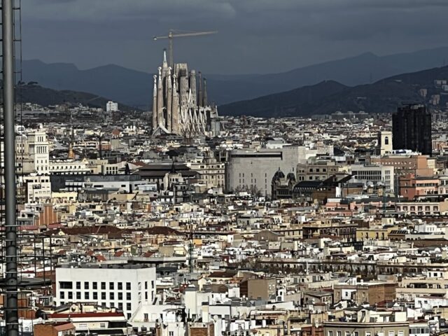 Sagrada Familia view from Montjuic Park in Barcelona