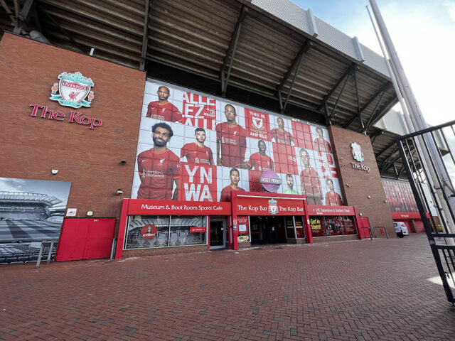 Entrance to the Kop end at Anfield, home ground of Liverpool FC