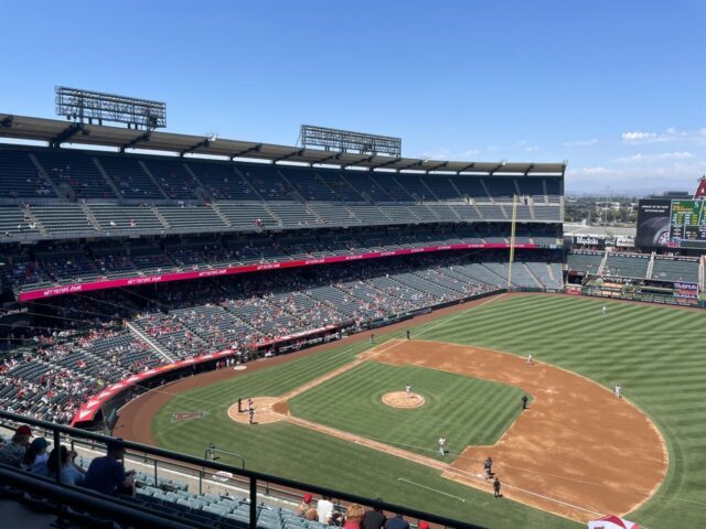 View from the upper deck at Angel Stadium of Anaheim