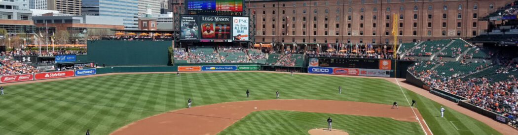 View of the field at Oriole Park at Camden Yards in Baltimore