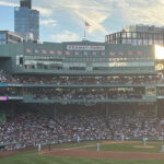 View from the outfield bleachers at Fenway Park, home of the Boston Red Sox