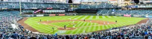 View from behind home plate at T-Mobile Park in Seattle
