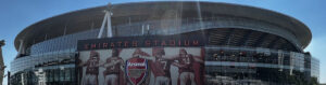 Outside Emirates Stadium in London, home ground for Arsenal FC