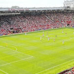 View of the pitch at Old Trafford, the home ground of Manchester United