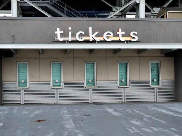 Empty ticket booth with closed windows