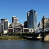 The skyline of Cincinnati, Ohio, as seen from across the Ohio River