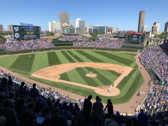 Upper deck view at Wrigley Field, home of the Chicago Cubs