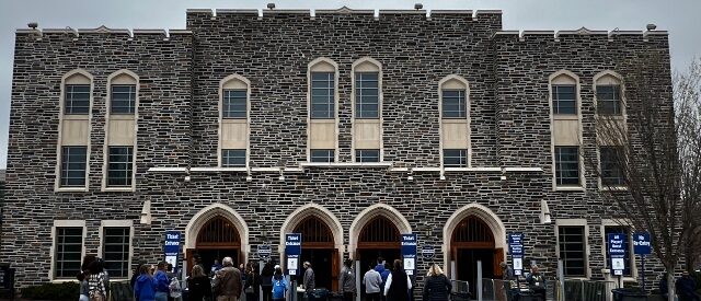 Main entrance to Cameron Indoor Stadium on the Duke University campus