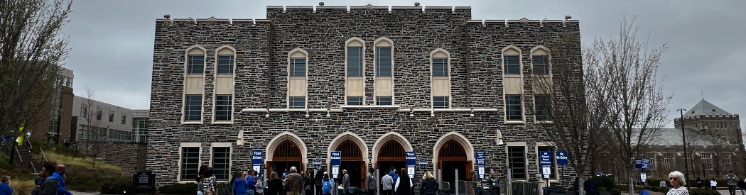 Main entrance to Cameron Indoor Stadium on the Duke University campus