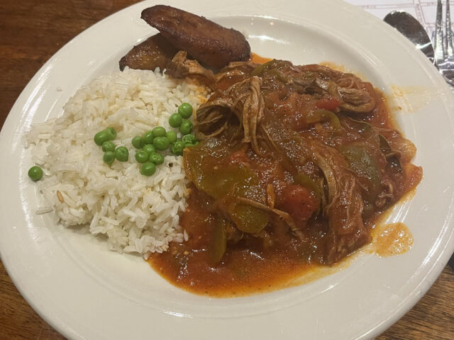 Ropa vieja, a shredded beef dish, from Columbia Restaurant in Tampa, Florida