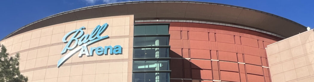 Exterior signage at Ball Arena in Denver