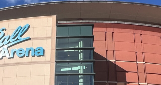 Exterior signage at Ball Arena in Denver