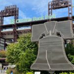 The Liberty Bell display in front of the third-base gate at Citizens Bank Park in Philadelphia