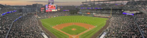 Panoramic view of Coors Field in Denver from behind home plate
