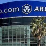 Exterior signage at Crypto.com Arena, home of the Los Angeles Lakers, Kings and Clippers