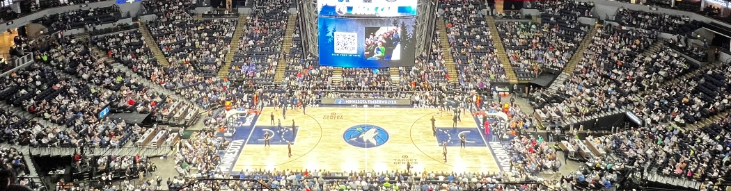View of the court at Target Center in Minneapolis, home of the Minnesota Timberwolves