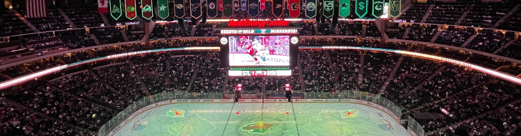 Panoramic view of the rink at Xcel Energy Center in St. Paul, Minnesota