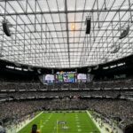 View from behind the end zone at Allegiant Stadium in Las Vegas