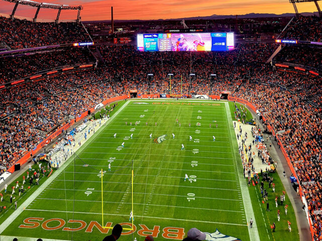 View of Empower Field at Mile High from the north end zone seating area