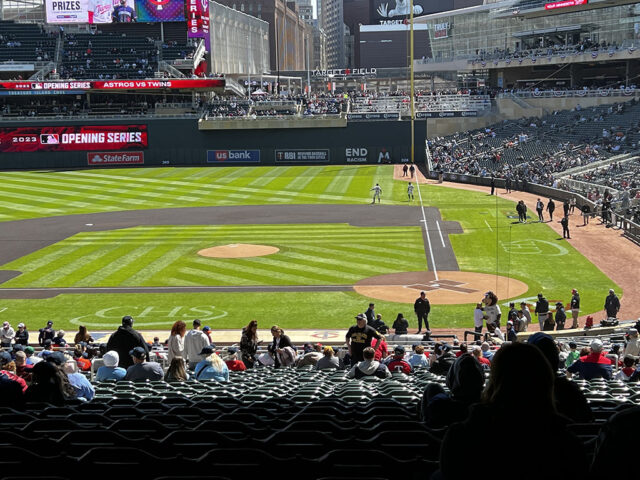 View of the field from the main concourse at Target Field in Minneapolis
