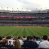 View of the field from the left-field bleachers at Yankee Stadium in New York City