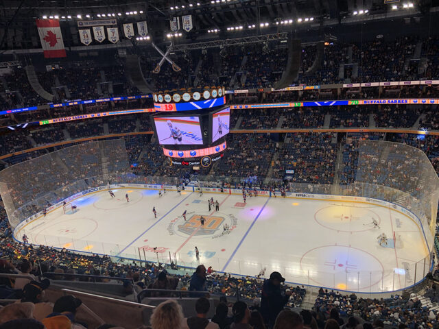View of the rink at KeyBank Center in Buffalo