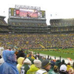 View inside the seating bowl at Lambeau Field before a Green Bay Packers game