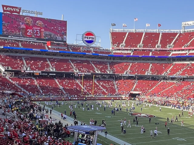 View of the field from the southwest corner at Levi's Stadium in Santa Clara, California. Read our guide for info on events, seating, parking, hotels and more