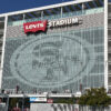 Signage along the west side of Levi's Stadium in Santa Clara, California