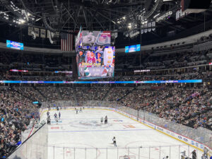 View from the main concourse of a Colorado Avalanche game at Denver's Ball Arena